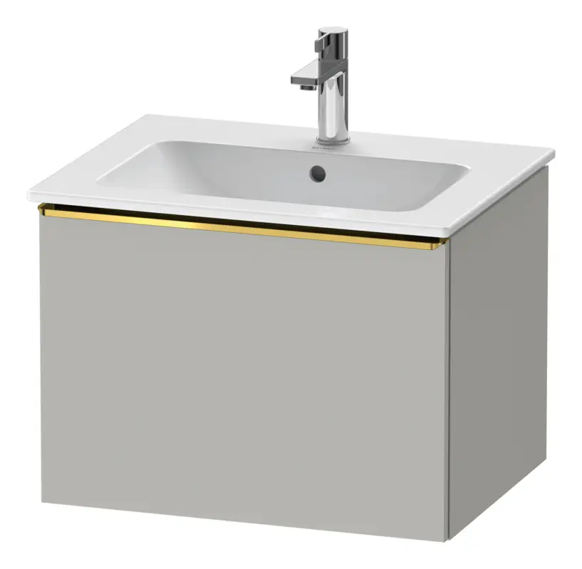 Duravit D-Neo Waschtischunterschrank mit 1 Auszug Griff Gold Poliert 610 x 440 x 462 mm - Betongrau Matt Direktkauf