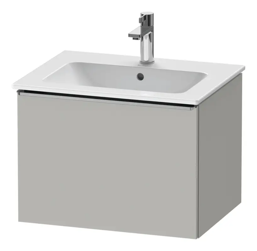 Duravit D-Neo Waschtischunterschrank mit 1 Auszug Griff Edelstahl Gebürstet 610 x 440 x 462 mm - Betongrau Matt Neu