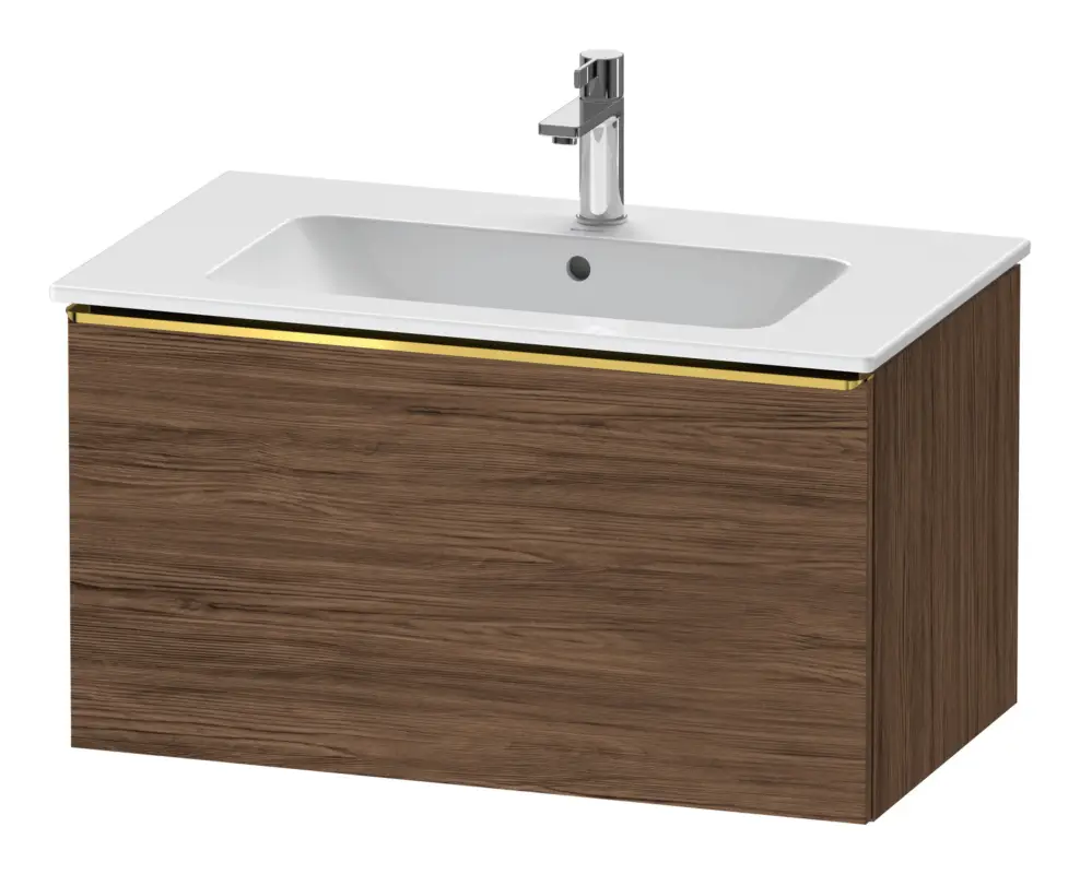 Duravit D-Neo Waschtischunterschrank mit 1 Auszug Griff Gold Poliert 810 x 440 x 462 mm - Nussbaum dunkel Matt Must-Have