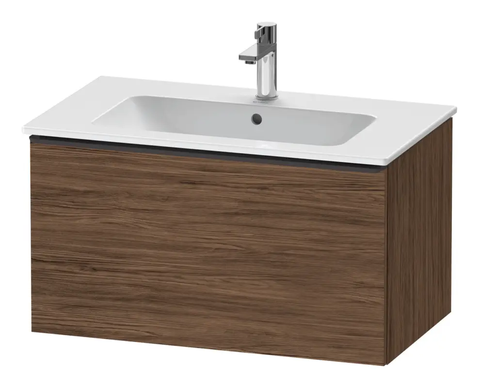 Sale Duravit D-Neo Waschtischunterschrank mit 1 Auszug Griff Diamantschwarz Matt 810 x 440 x 462 mm - Nussbaum dunkel Matt