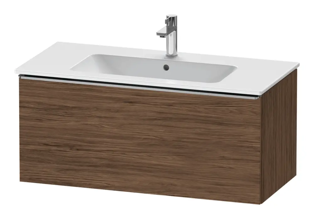 Duravit D-Neo Waschtischunterschrank mit 1 Auszug Griff Edelstahl Gebürstet 1010 x 440 x 462 mm - Nussbaum dunkel Matt Abverkauf