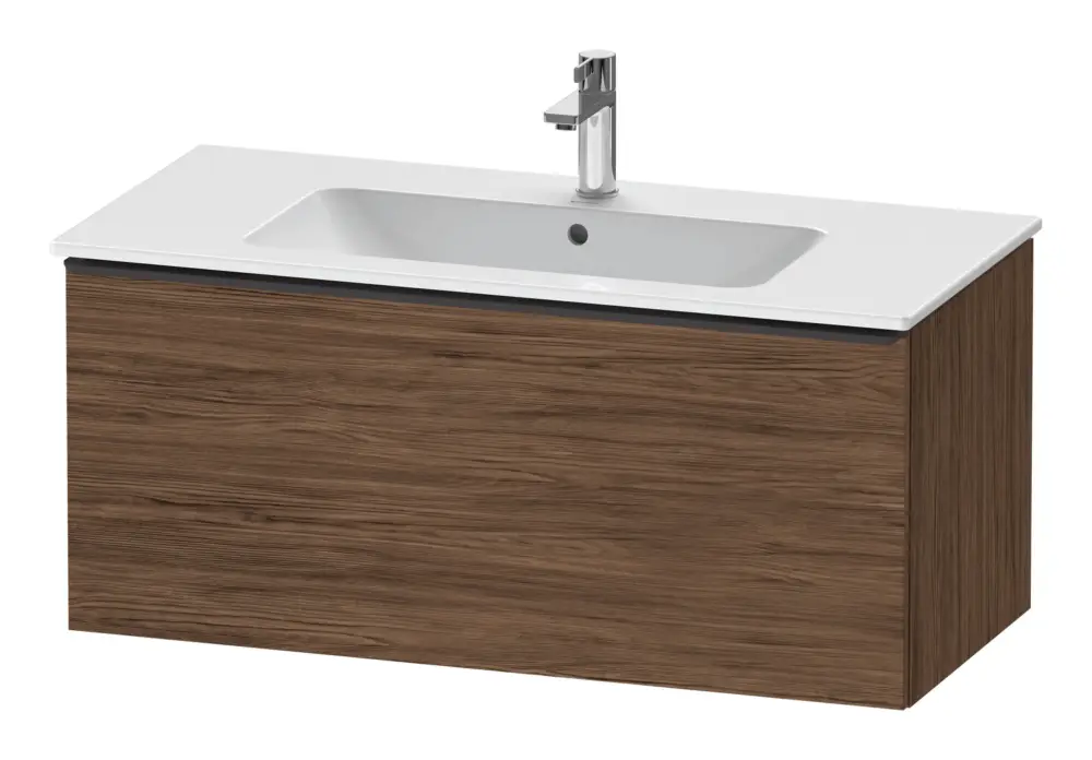 Schnäppchen Duravit D-Neo Waschtischunterschrank mit 1 Auszug Griff Diamantschwarz Matt 1010 x 440 x 462 mm - Nussbaum dunkel Matt