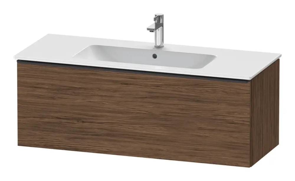 Duravit D-Neo Waschtischunterschrank mit 1 Auszug Griff Diamantschwarz Matt 1210 x 440 x 462 mm - Nussbaum dunkel Matt Rabatt