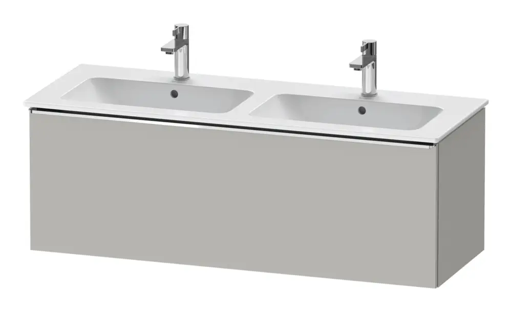 Sonderaktion Duravit D-Neo Waschtischunterschrank für 2 Becken mit 1 Auszug Griff Chrom Hochglanz 1280 x 440 x 462 mm - Betongrau Matt