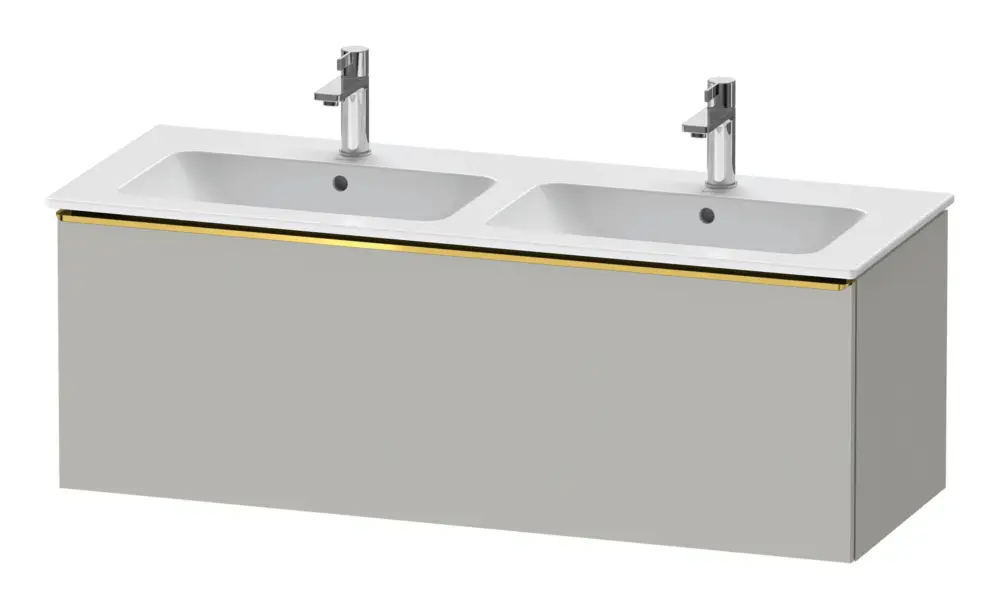 Must-Have Duravit D-Neo Waschtischunterschrank für 2 Becken mit 1 Auszug Griff Gold Poliert 1280 x 440 x 462 mm - Betongrau Matt