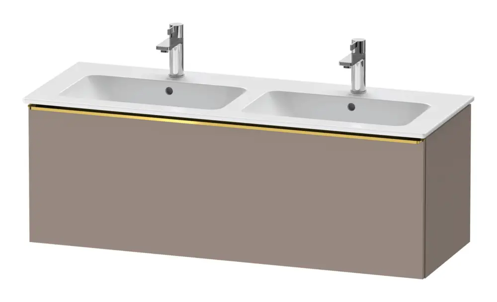 Begrenztes Angebot Duravit D-Neo Waschtischunterschrank für 2 Becken mit 1 Auszug Griff Gold Poliert 1280 x 440 x 462 mm - Basalt Matt