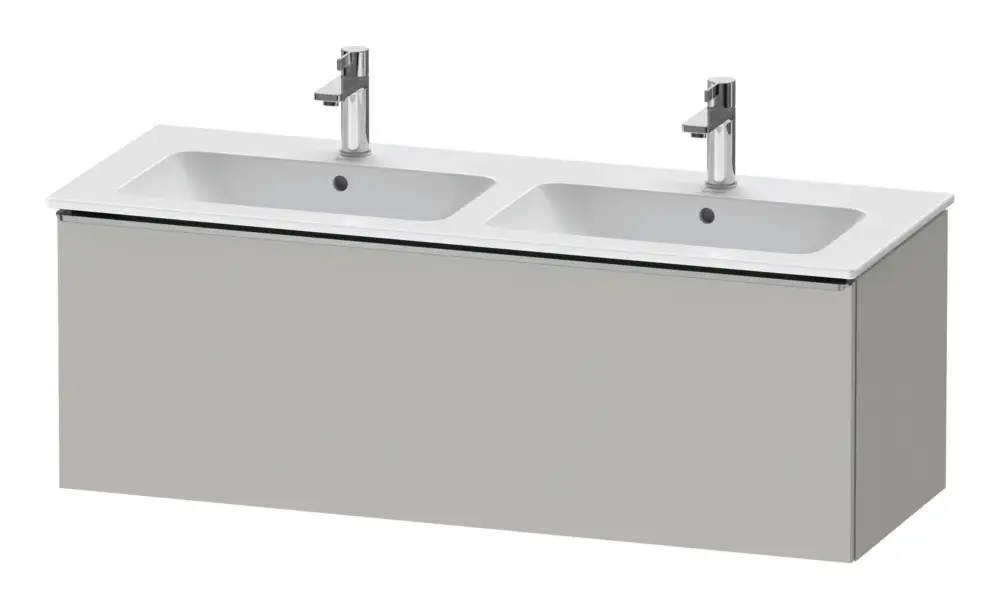 Preisknaller Duravit D-Neo Waschtischunterschrank für 2 Becken mit 1 Auszug Griff Edelstahl Gebürstet 1280 x 440 x 462 mm - Betongrau Matt