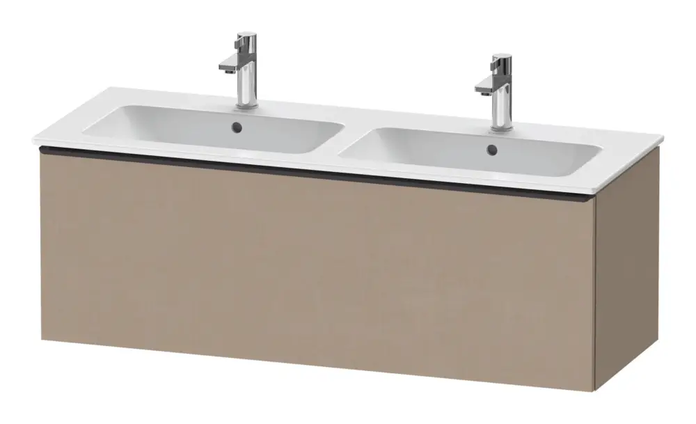 Duravit D-Neo Waschtischunterschrank für 2 Becken mit 1 Auszug Griff Diamantschwarz Matt 1280 x 440 x 462 mm - Leinen Matt Bestpreis