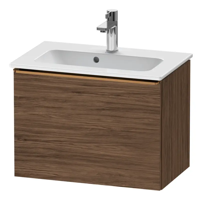Wochenendangebot Duravit D-Neo Waschtischunterschrank mit 1 Auszug Griff Bronze Gebürstet 610 x 440 x 372 mm - Nussbaum dunkel Matt