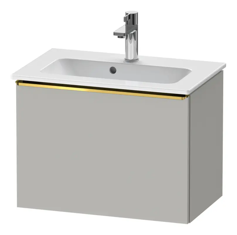 Duravit D-Neo Waschtischunterschrank mit 1 Auszug Griff Gold Poliert 610 x 440 x 372 mm - Betongrau Matt Abverkauf
