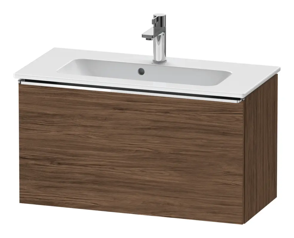 Duravit D-Neo Waschtischunterschrank mit 1 Auszug Griff Chrom Hochglanz 810 x 440 x 372 mm - Nussbaum dunkel Matt Echt