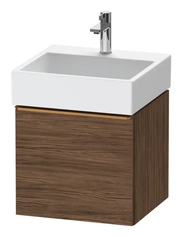 Duravit D-Neo Waschtischunterschrank mit 1 Auszug Griff Bronze Gebürstet 484 x 440 x 442 mm - Nussbaum dunkel Matt Geprüft