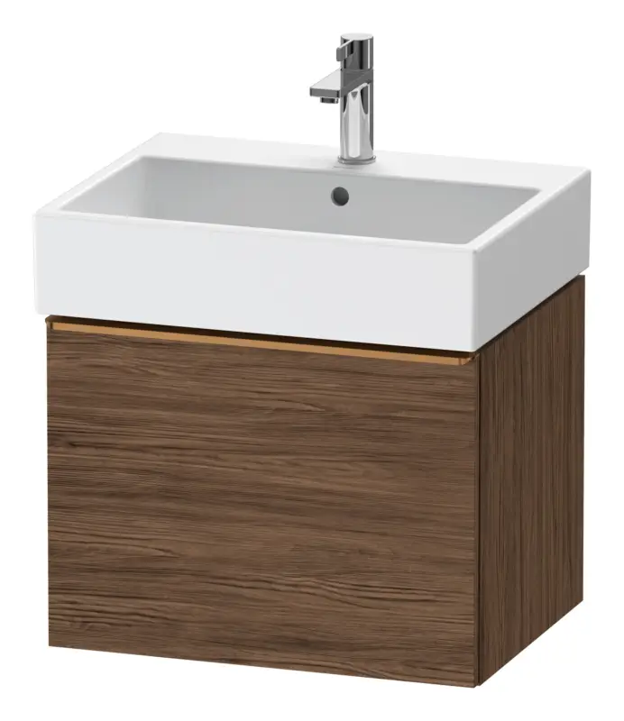 Duravit D-Neo Waschtischunterschrank mit 1 Auszug Griff Bronze Gebürstet 584 x 440 x 442 mm - Nussbaum dunkel Matt Neu