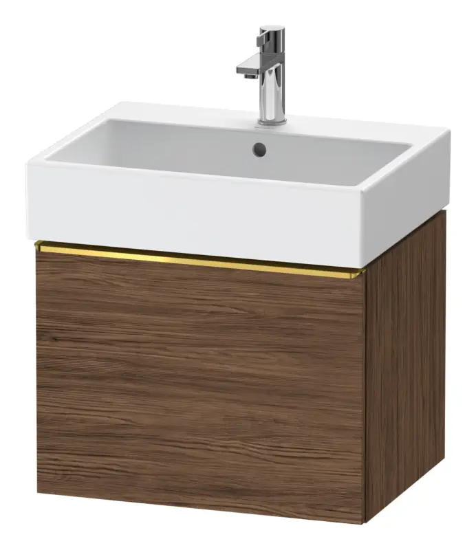 Mega-Angebot Duravit D-Neo Waschtischunterschrank mit 1 Auszug Griff Gold Poliert 584 x 440 x 442 mm - Nussbaum dunkel Matt