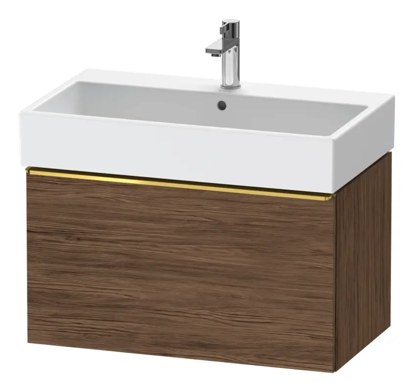 Duravit D-Neo Waschtischunterschrank mit 1 Auszug Griff Gold Poliert 784 x 440 x 442 mm - Nussbaum dunkel Matt Heißes Angebot