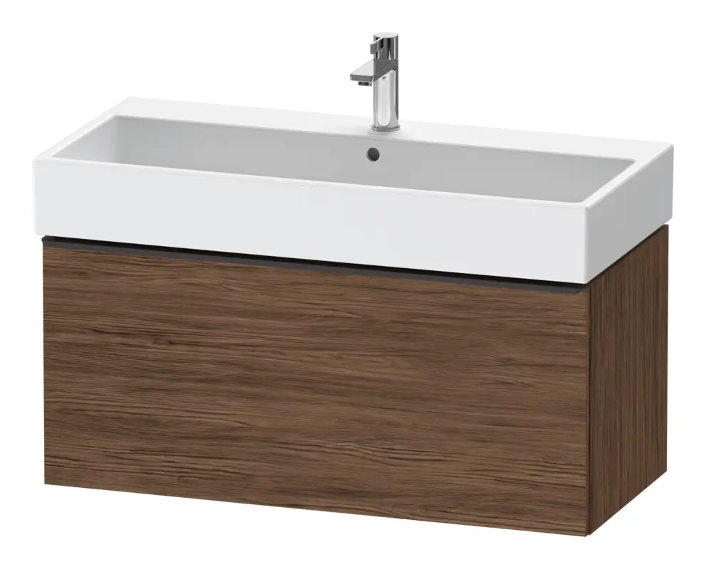 Geprüft Duravit D-Neo Waschtischunterschrank mit 1 Auszug Griff Diamantschwarz Matt 984 x 440 x 442 mm - Nussbaum dunkel Matt