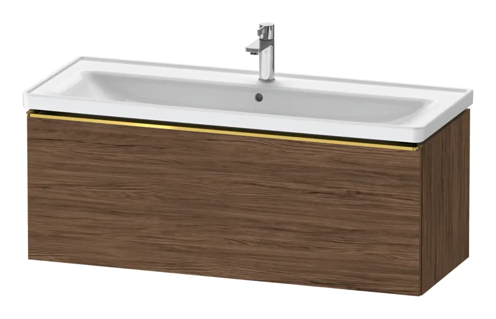 Letzte Chance Duravit D-Neo Waschtischunterschrank mit 1 Auszug Griff Gold Poliert 1184 x 440 x 452 mm - Nussbaum dunkel Matt