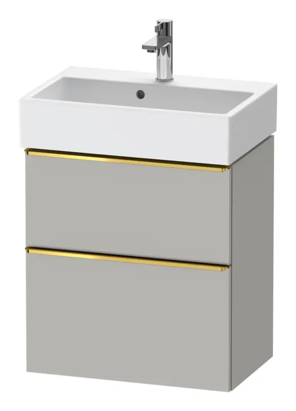 Sale Duravit D-Neo Waschtischunterschrank mit 2 Auszügen Griff Gold Poliert 584 x 625 x 372 mm - Betongrau Matt