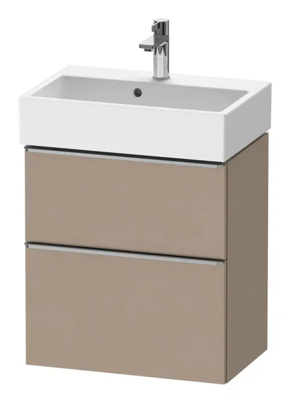 Duravit D-Neo Waschtischunterschrank mit 2 Auszügen Griff Edelstahl Gebürstet 584 x 625 x 372 mm - Leinen Matt Highlight