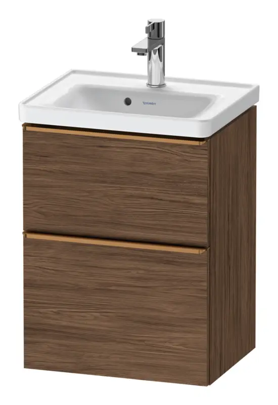 Duravit D-Neo Waschtischunterschrank mit 2 Auszügen Griff Bronze Gebürstet 484 x 625 x 372 mm - Nussbaum dunkel Matt Direkt Vom Hersteller
