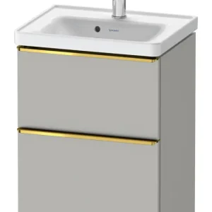 Abverkauf Duravit D-Neo Waschtischunterschrank mit 2 Auszügen Griff Gold Poliert 484 x 625 x 372 mm - Betongrau Matt