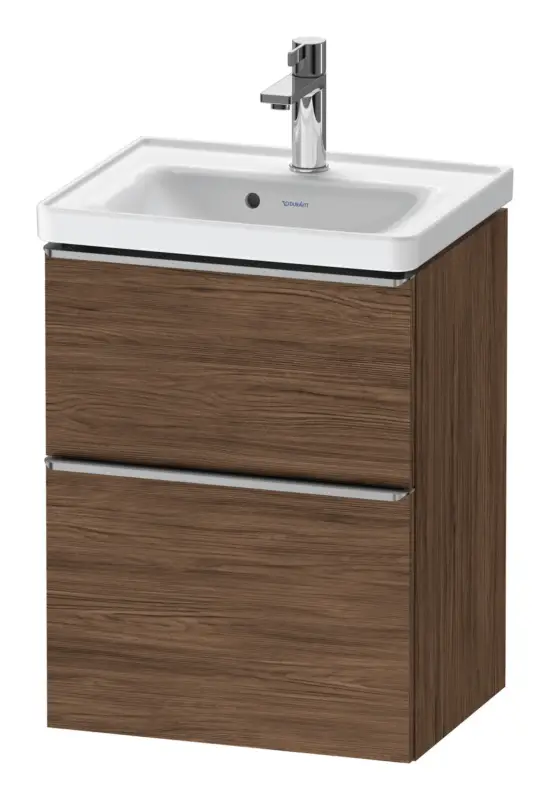 Duravit D-Neo Waschtischunterschrank mit 2 Auszügen Griff Edelstahl Gebürstet 484 x 625 x 372 mm - Nussbaum dunkel Matt Preiswert