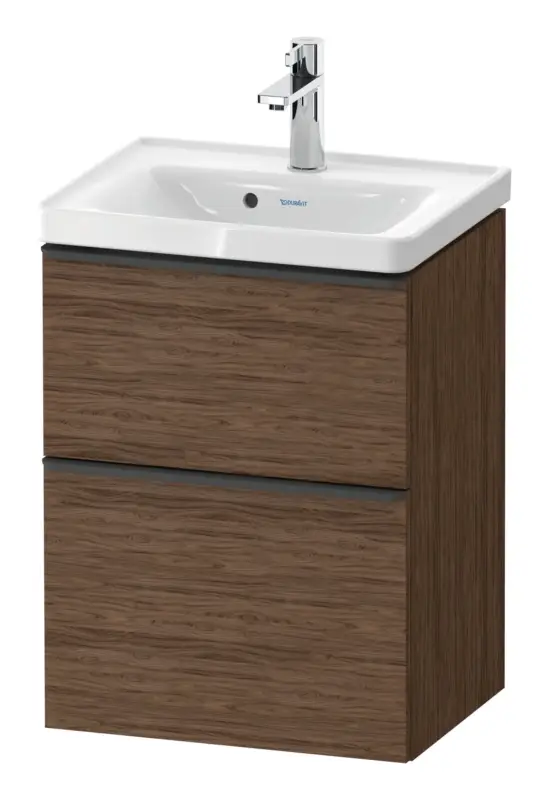 Schneller Versand Duravit D-Neo Waschtischunterschrank mit 2 Auszügen Griff Diamantschwarz Matt 484 x 625 x 372 mm - Nussbaum dunkel Matt