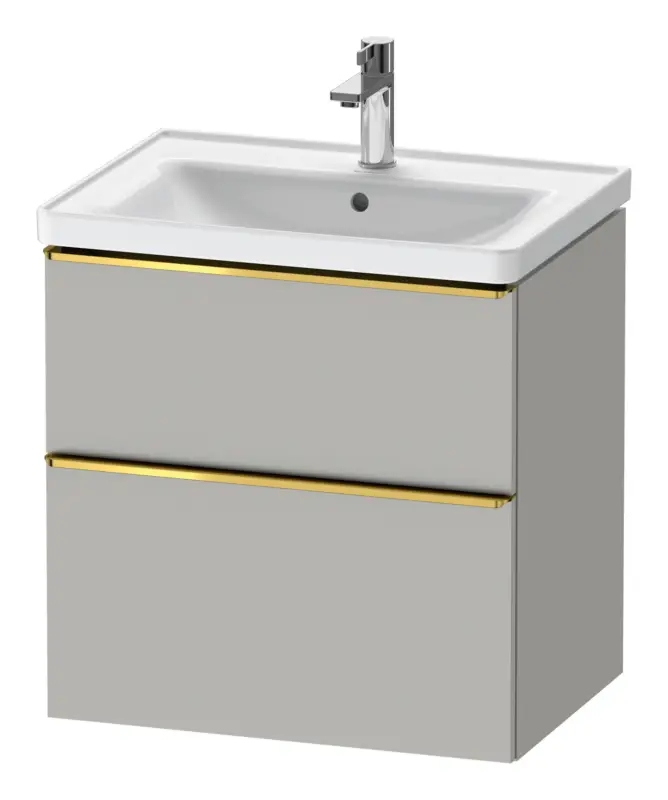 Duravit D-Neo Waschtischunterschrank mit 2 Auszügen Griff Gold Poliert 634 x 625 x 452 mm - Betongrau Matt Abverkauf
