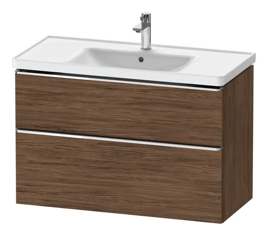Expressversand Duravit D-Neo Waschtischunterschrank mit 2 Auszügen Griff Chrom Hochglanz 984 x 625 x 452 mm - Nussbaum dunkel Matt