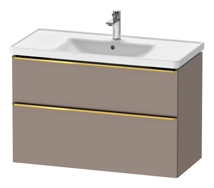 Rabatt Duravit D-Neo Waschtischunterschrank mit 2 Auszügen Griff Gold Poliert 984 x 625 x 452 mm - Basalt Matt