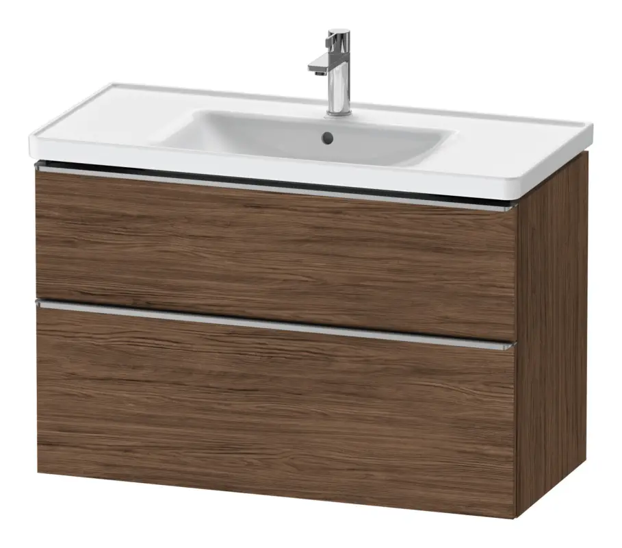 Duravit D-Neo Waschtischunterschrank mit 2 Auszügen Griff Edelstahl Gebürstet 984 x 625 x 452 mm - Nussbaum dunkel Matt Preisreduziert