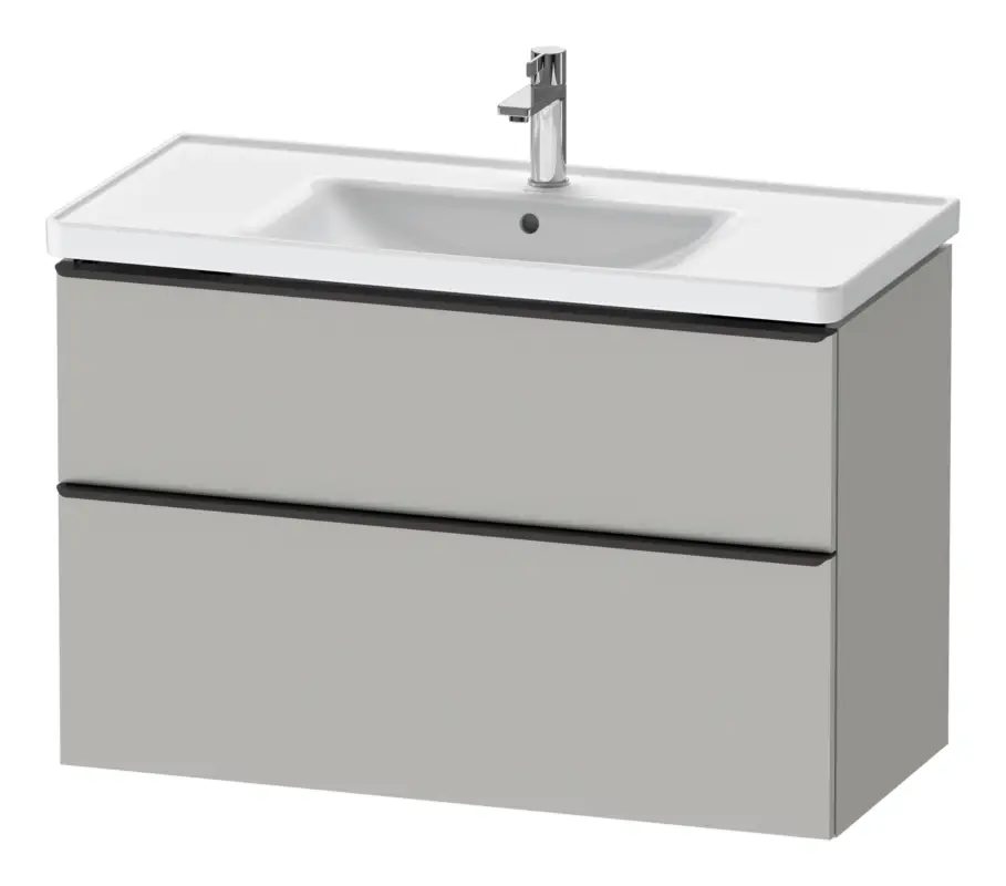 Neue Ware Duravit D-Neo Waschtischunterschrank mit 2 Auszügen Griff Diamantschwarz Matt 984 x 625 x 452 mm - Betongrau Matt
