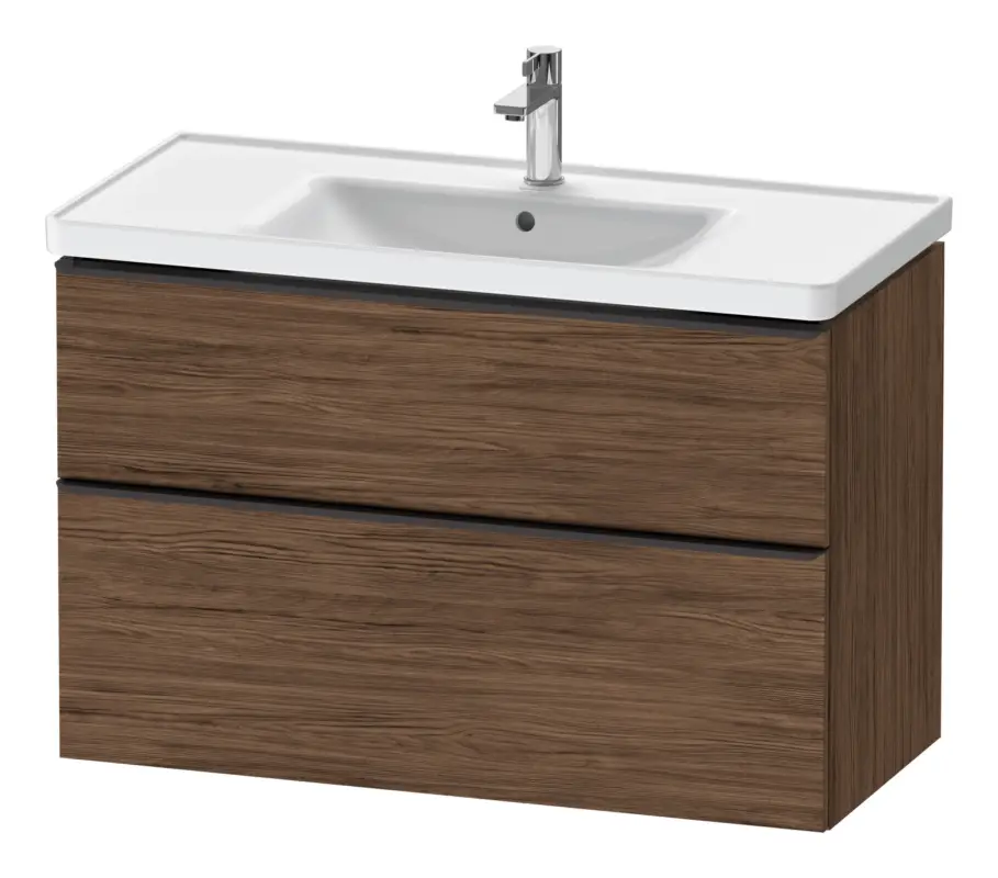 Highlight Duravit D-Neo Waschtischunterschrank mit 2 Auszügen Griff Diamantschwarz Matt 984 x 625 x 452 mm - Nussbaum dunkel Matt