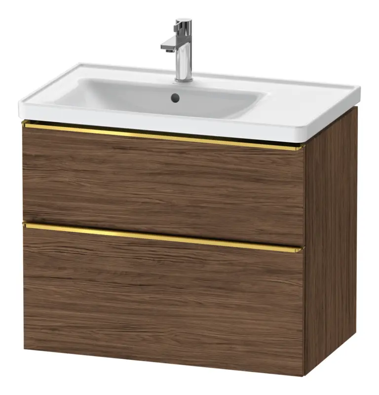 Top-Preis Duravit D-Neo Waschtischunterschrank für 236980 mit 2 Auszügen Griff Gold Poliert 784 x 625 x 452 mm - Nussbaum dunkel Matt