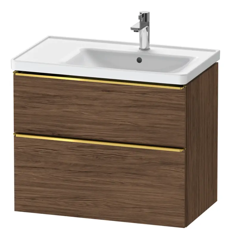 Abverkauf Duravit D-Neo Waschtischunterschrank für 237080 mit 2 Auszügen Griff Gold Poliert 784 x 625 x 452 mm - Nussbaum dunkel Matt