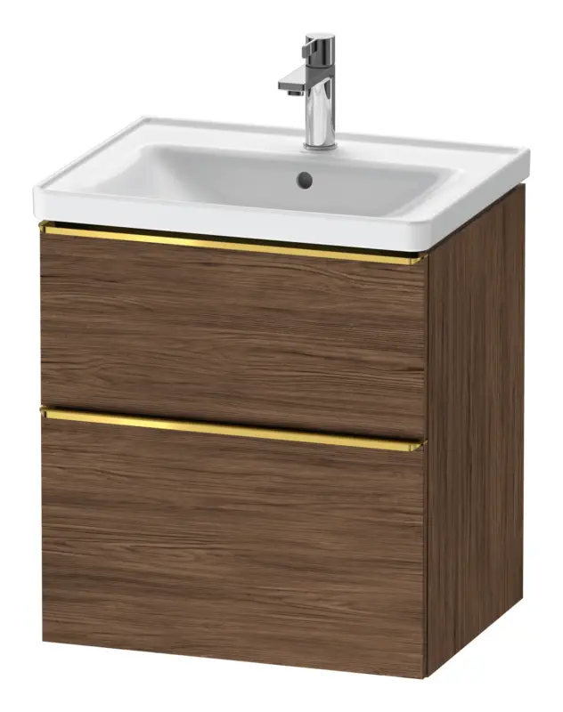 Sale Duravit D-Neo Waschtischunterschrank mit 2 Auszügen Griff Gold Poliert 584 x 625 x 452 mm - Nussbaum dunkel Matt