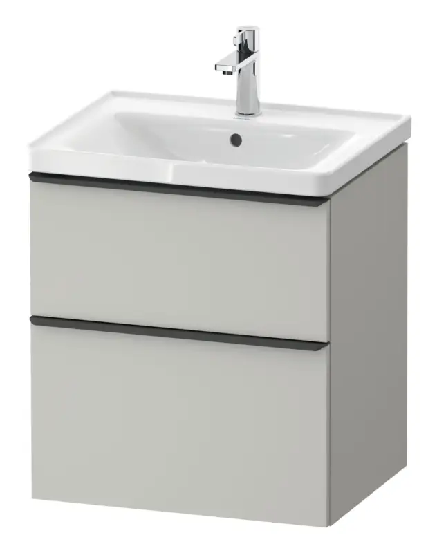 Duravit D-Neo Waschtischunterschrank mit 2 Auszügen Griff Diamantschwarz Matt 584 x 625 x 452 mm - Betongrau Matt Garantierte Lieferung