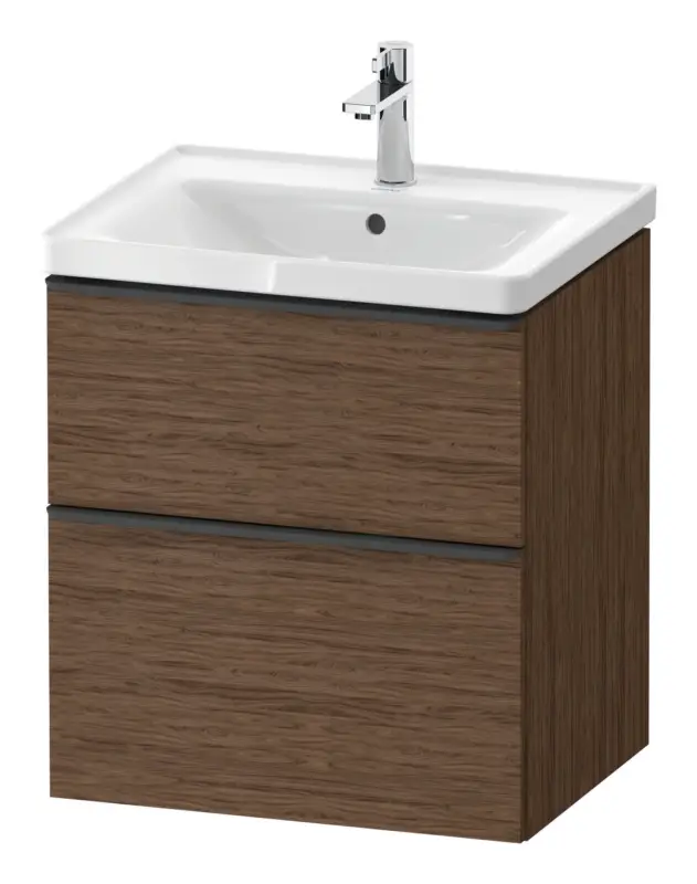 Online Kaufen Duravit D-Neo Waschtischunterschrank mit 2 Auszügen Griff Diamantschwarz Matt 584 x 625 x 452 mm - Nussbaum dunkel Matt