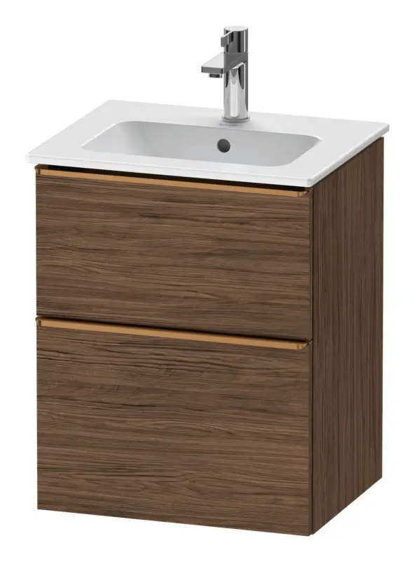 Preisknaller Duravit D-Neo Waschtischunterschrank mit 2 Auszügen Griff Bronze Gebürstet 510 x 625 x 402 mm - Nussbaum dunkel Matt