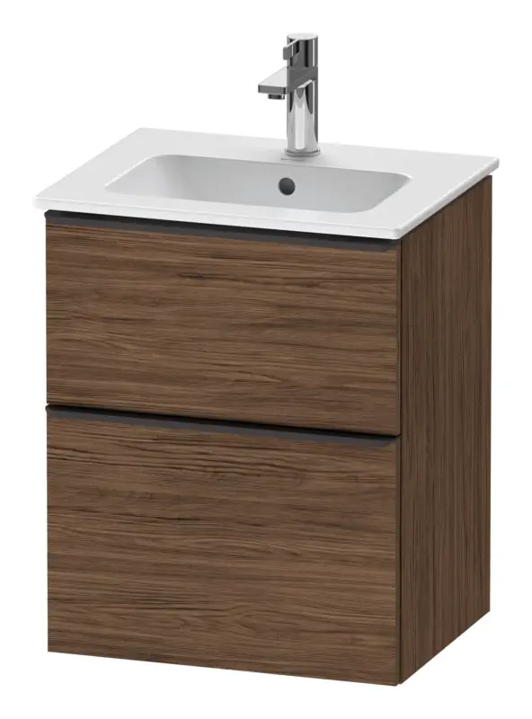 Duravit D-Neo Waschtischunterschrank mit 2 Auszügen Griff Diamantschwarz Matt 510 x 625 x 402 mm - Nussbaum dunkel Matt Sofort Bestellen