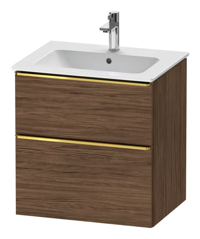 Duravit D-Neo Waschtischunterschrank mit 2 Auszügen Griff Gold Poliert 610 x 625 x 462 mm - Nussbaum dunkel Matt Sale