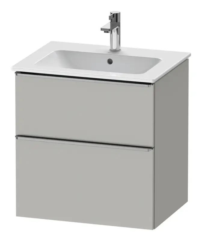 Neue Kollektion Duravit D-Neo Waschtischunterschrank mit 2 Auszügen Griff Edelstahl Gebürstet 610 x 625 x 462 mm - Betongrau Matt