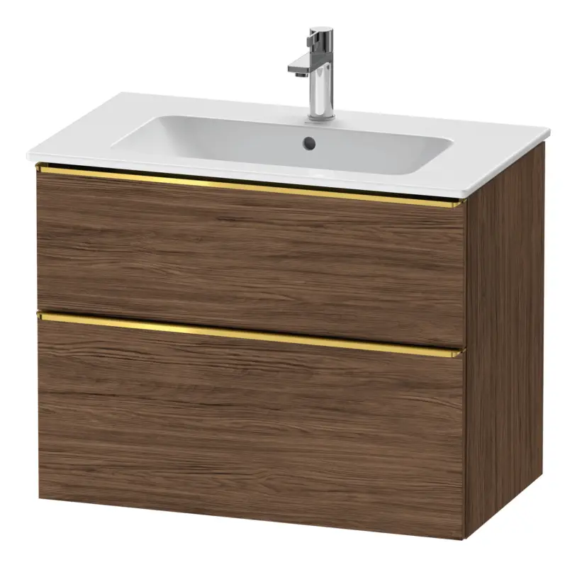Duravit D-Neo Waschtischunterschrank für 233683 mit 2 Auszügen Griff Gold Poliert 810 x 625 x 462 mm - Nussbaum dunkel Matt Direkt Vom Hersteller
