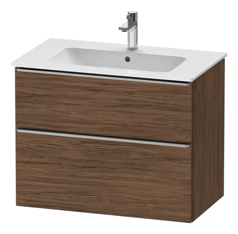 Neuheit Duravit D-Neo Waschtischunterschrank für 233683 mit 2 Auszügen Griff Edelstahl Gebürstet 810 x 625 x 462 mm - Nussbaum dunkel Matt