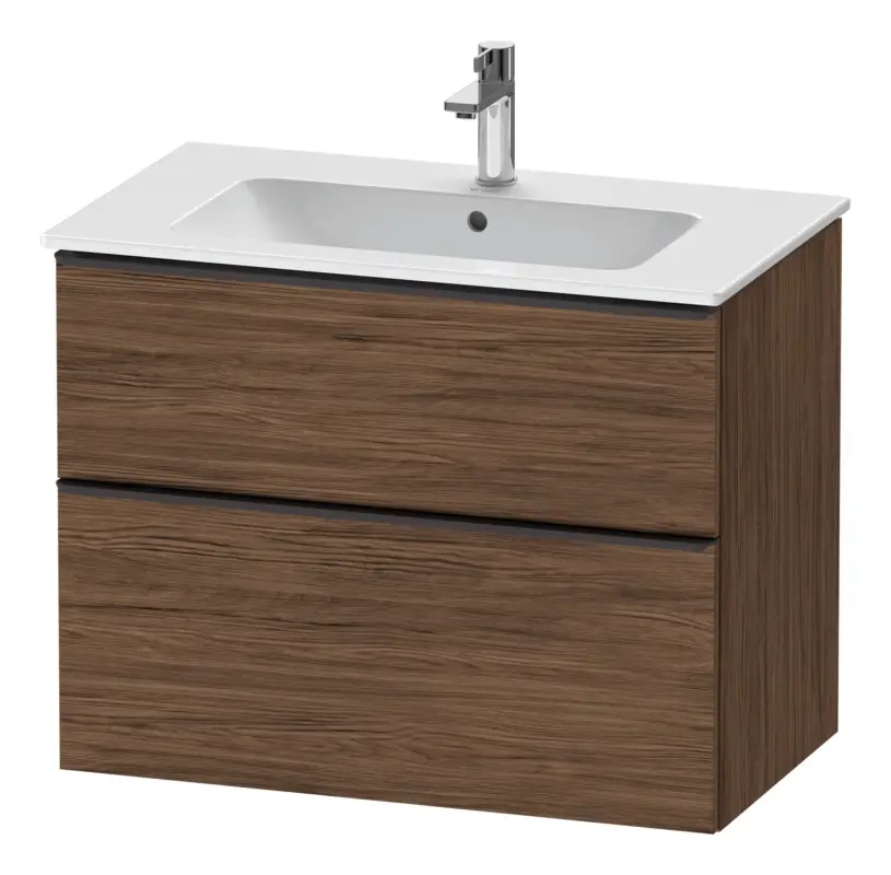 Duravit D-Neo Waschtischunterschrank für 233683 mit 2 Auszügen Griff Diamantschwarz Matt 810 x 625 x 462 mm - Nussbaum dunkel Matt Versand Am Gleichen Tag