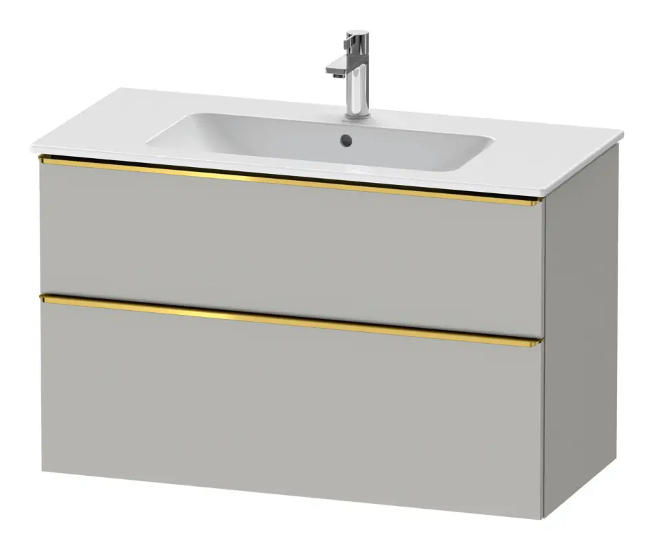 Must-Have Duravit D-Neo Waschtischunterschrank mit 2 Auszügen Griff Gold Poliert 1010 x 625 x 462 mm - Betongrau Matt