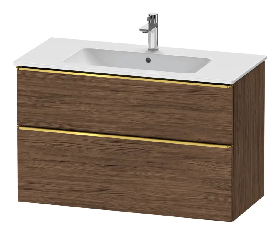 Duravit D-Neo Waschtischunterschrank mit 2 Auszügen Griff Gold Poliert 1010 x 625 x 462 mm - Nussbaum dunkel Matt Bestpreis