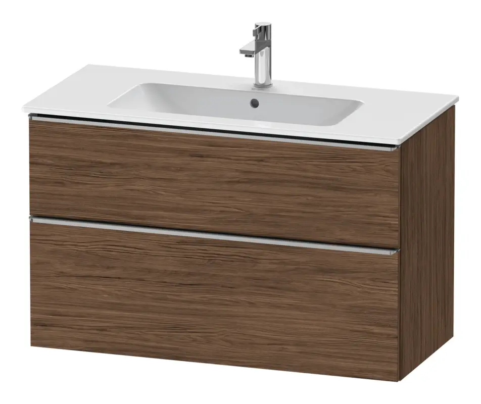 Duravit D-Neo Waschtischunterschrank mit 2 Auszügen Griff Edelstahl Gebürstet 1010 x 625 x 462 mm - Nussbaum dunkel Matt Mega-Angebot