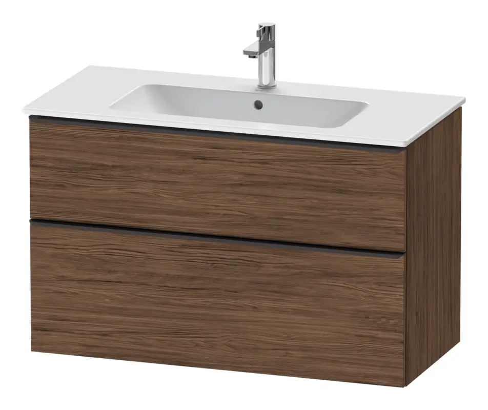 Meistverkauft Duravit D-Neo Waschtischunterschrank mit 2 Auszügen Griff Diamantschwarz Matt 1010 x 625 x 462 mm - Nussbaum dunkel Matt