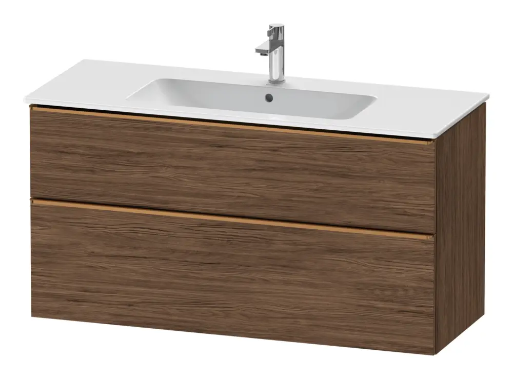 Duravit D-Neo Waschtischunterschrank mit 2 Auszügen Griff Bronze Gebürstet 1210 x 625 x 462 mm - Nussbaum dunkel Matt Geprüft